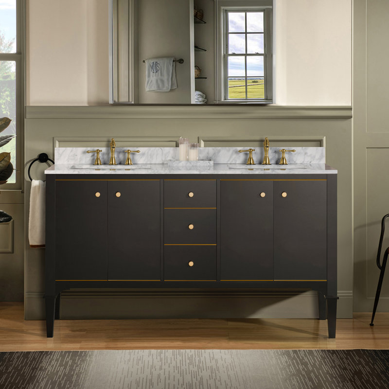 Ensemble de meuble-lavabo double 61 po Gabatter, Espresso
