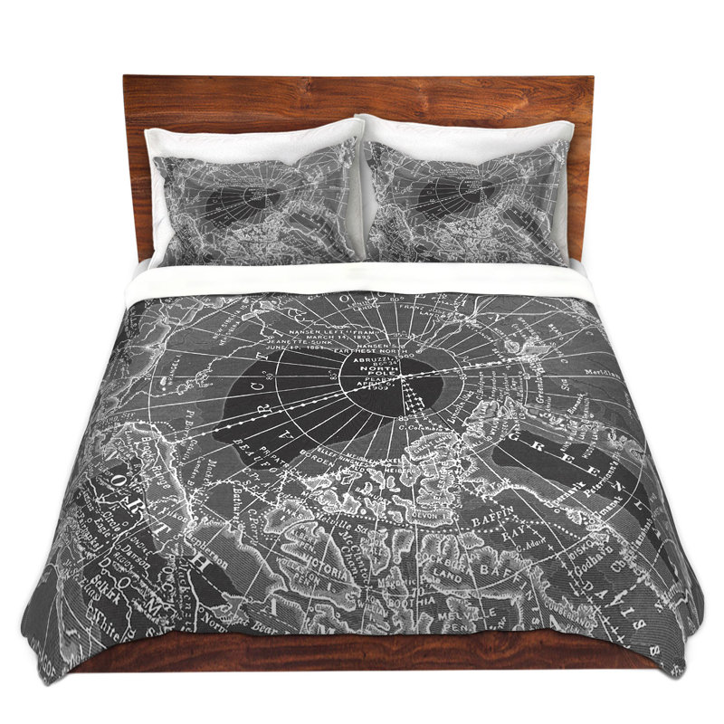 Coastal Polyester Duvet Cover, King Duvet Cover + 2 King Shams, Dark Gray