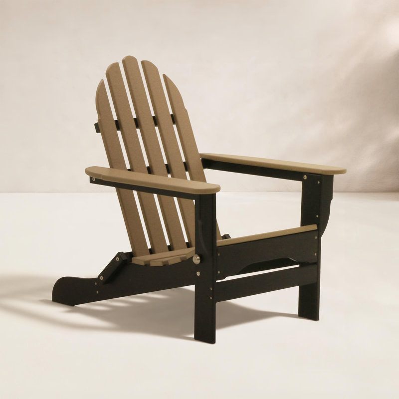 Chaise Adirondack pliante en plastique Leighton, Noir / bois patiné