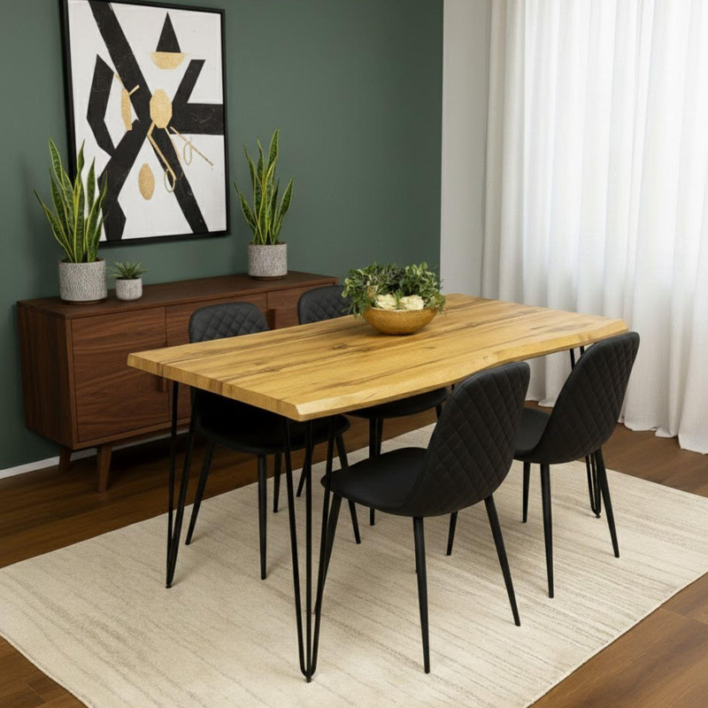 4 - Person Dining Set, Black, 75cm H x 140cm W x 80cm D