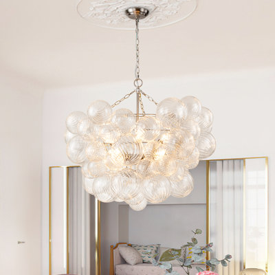 Annachristina 8-Light Twisted Glass Globe Cluster Chandelier Sputnik Ceiling Light