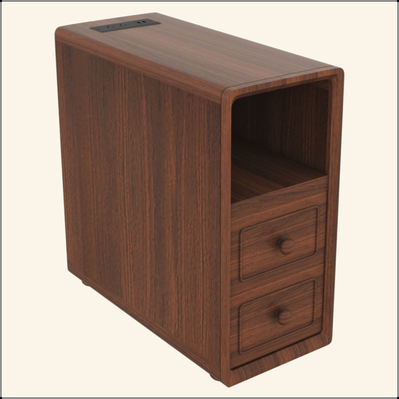 Table de bout avec tiroirs, table de coin avec tablettes ouvertes, table d'appoint haute pour chambre à coucher et coin