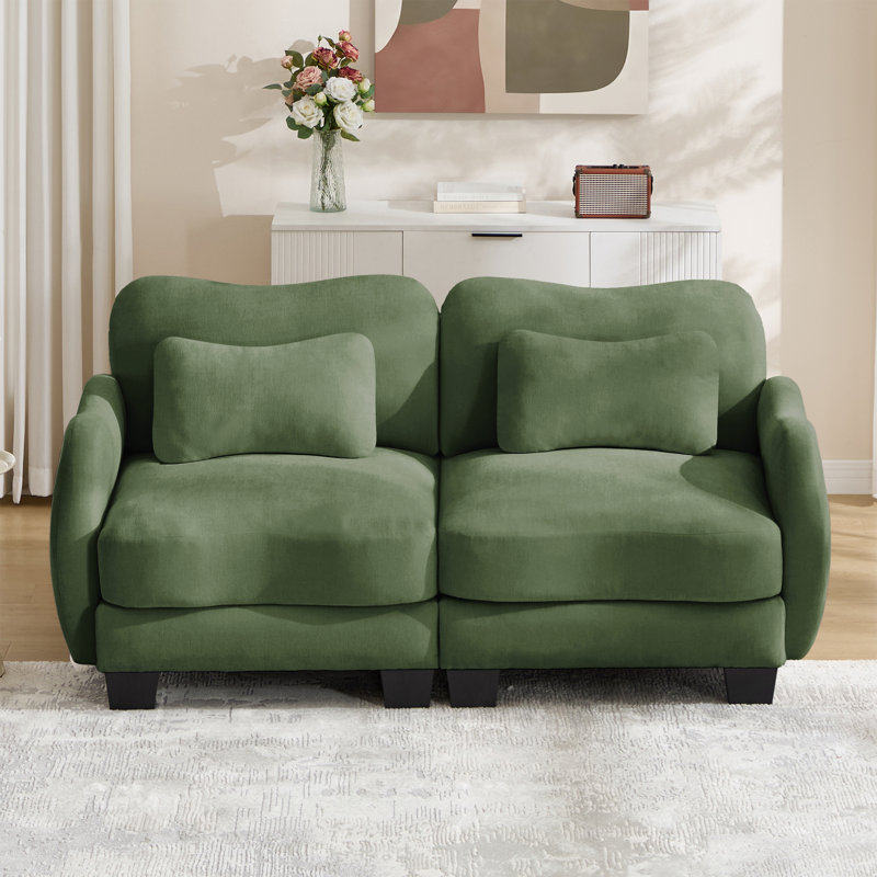 Canapé modulaire 70,8 po Chenille Curve Design pour siège de bureau, base ergonomique facile à assembler, Green