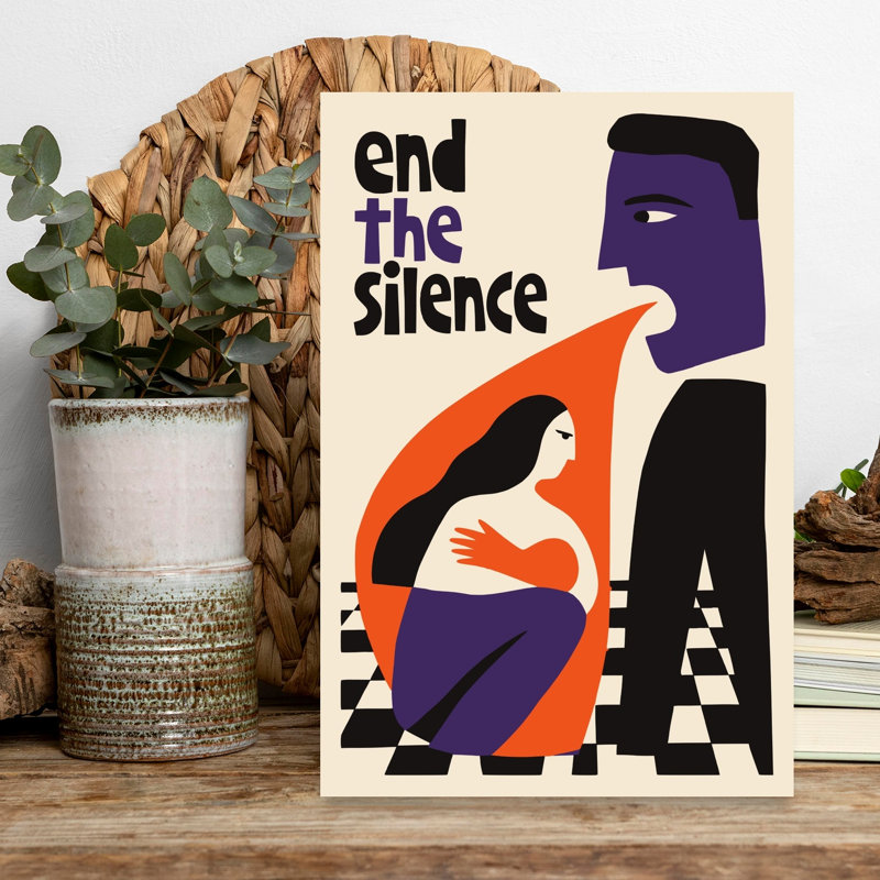 End The Silence Abstract Contemporary Wall Art Print 1 Piece Wrapped Canvas Wall Art, 45.72cm H x 30.48cm W