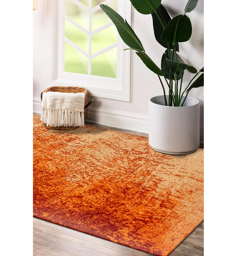 Steyning Machine Woven Flatweave Orange Area Rug