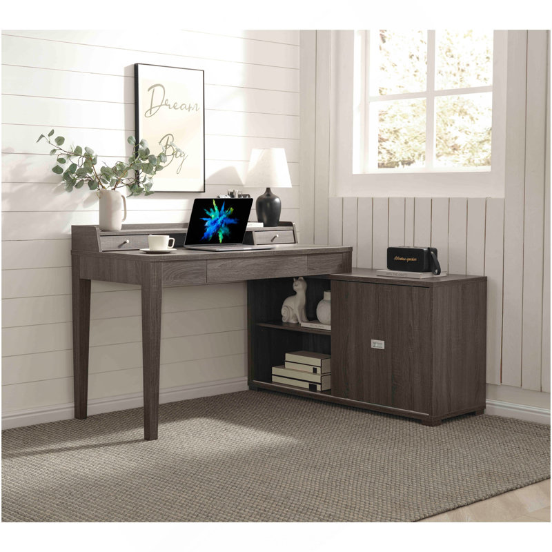Mini bureau en L avec crédence en L pour porte de bureau en L