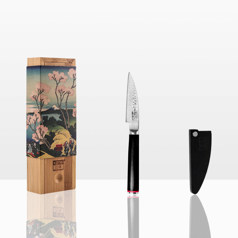 Couteau d'office KOTAI avec bambou Saya et boîte en bambou - lame de 9 cm (3,5 po)