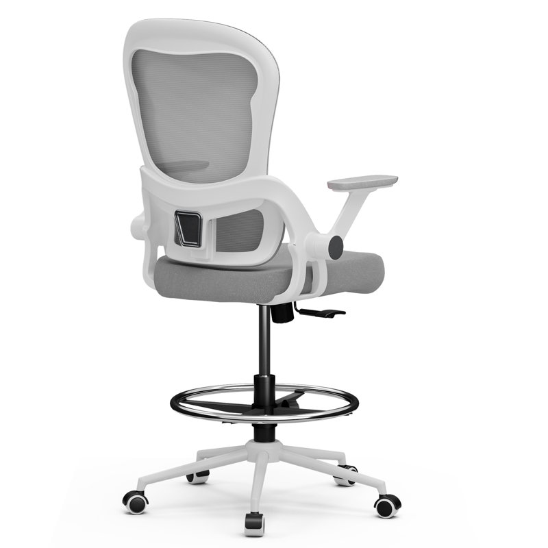 Mikaella Ergonomic Drafting Chair, Gray, Gray