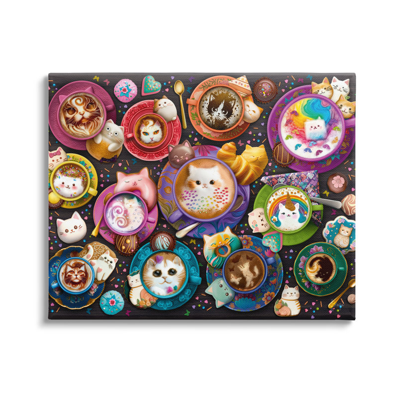 Variétés de chat - Reproduction sur toile tendue, H 30 po x l 40 po x P 1,5 po