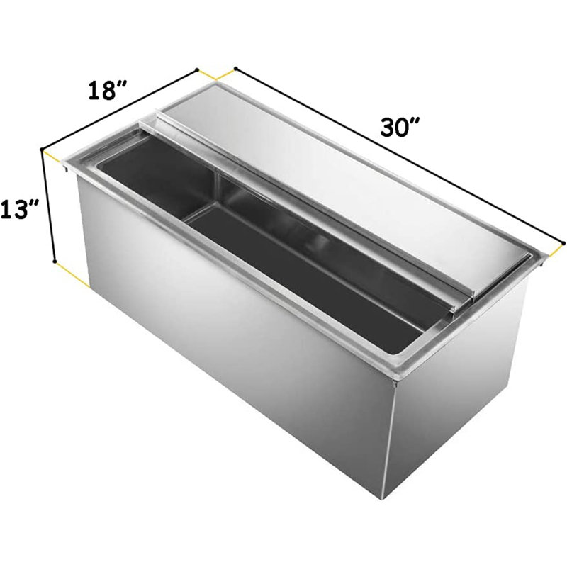 AmGood 18" x 30" Stainless Steel Drop-In Ice Bin