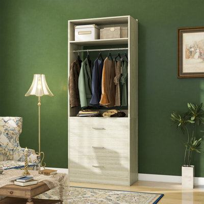 Freestanding Small 24" Closet System With 3 Wood Drawers