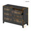 Commode en bois de style rustique avec 6 tiroirs, armoire de rangement pour chambre à coucher avec poignées en métal, noir-1870526896