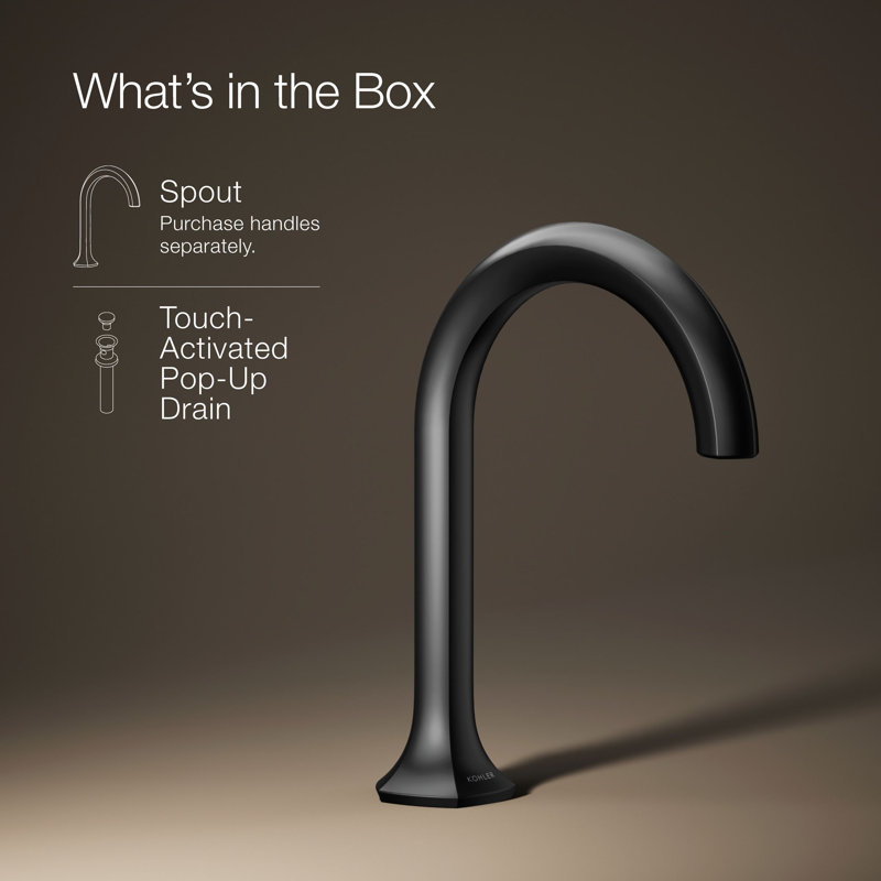 Occasion Sink with Cane Design Single Hole Bathroom Faucet with Drain Assembly, Matte Black