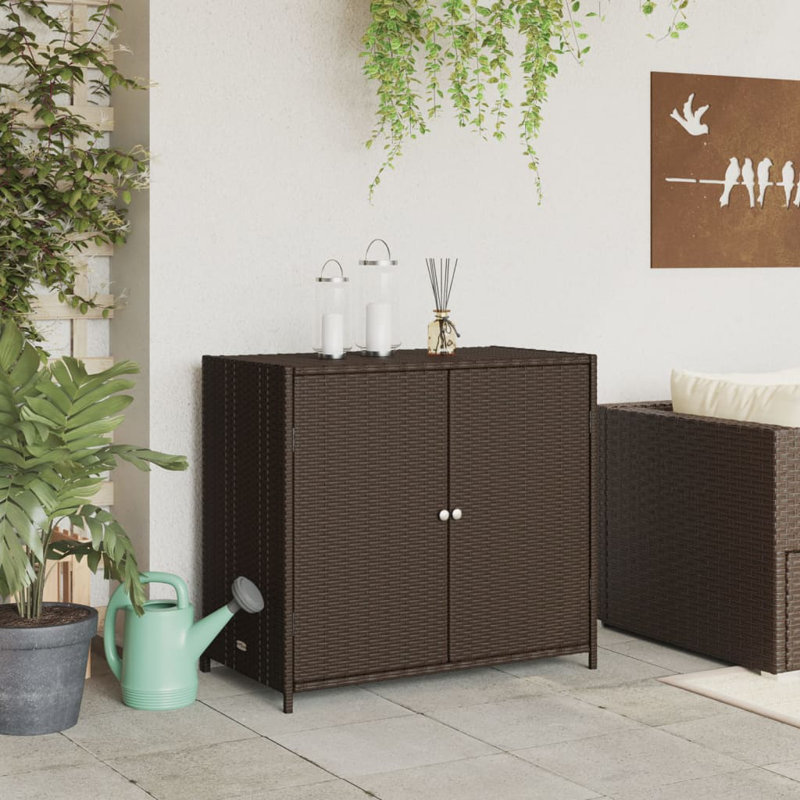 Garden Storage Cabinet 83X45x76 Cm Poly Rattan, Brown