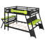 Lit superposé double pleine grandeur avec bureau, base de lit de jeu pour joueur, vert-289689870-289689873