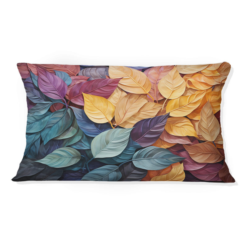 Collage coloré II - Coussin décoratif imprimé feuilles