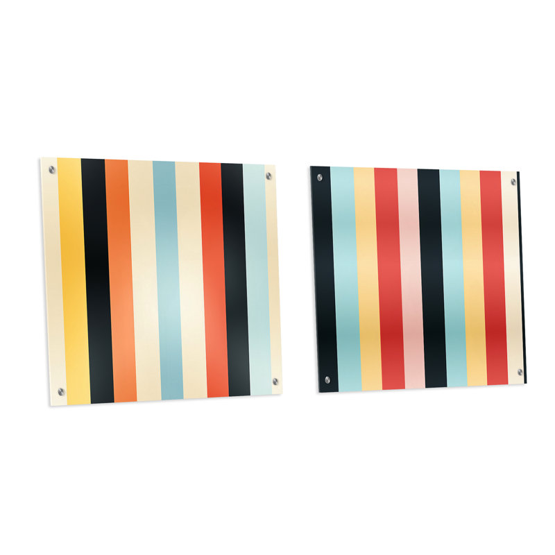 Needham - Ensemble de 2 peintures murales abstraites en acrylique, H 16 po x l 33 po