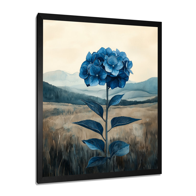 Wanda - Floral Wall Art Living Room, H 20 po x l 12 po, Reproduction encadrée d'une seule photo, Noir