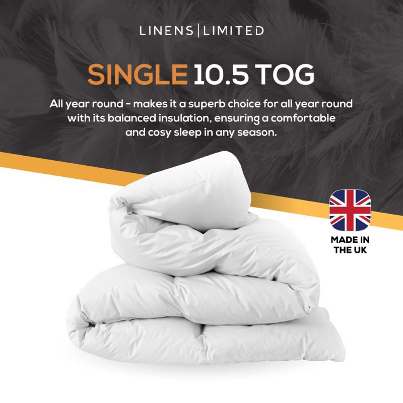 Linens Limited Feels Like Down Duvet, Made in the UK, Luxurious Quilt, Soft and Comfy, Ultra-Fine Siliconised Hollowfibre, Machine Washable (White)