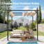 3m x 3m Metal Pergola with Retractable Roof-111057966-111057969
