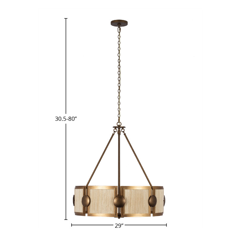 Lustre Kalco bouton 8 LT en laiton antique et or moderne perlé