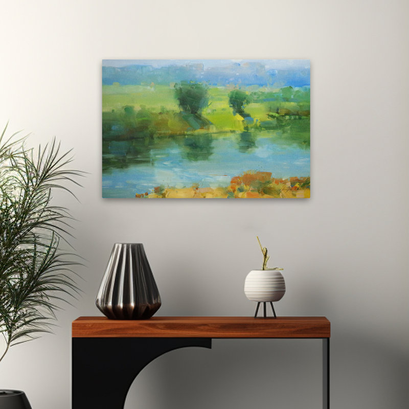 Summer Lake, nouvelle version 2019-5, art abstrait, art contemporain, H 24 po x l 16 po