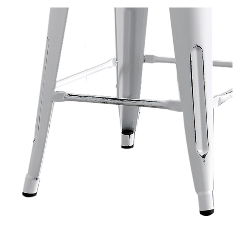 Ensemble de 2 tabourets de bar industriels, sièges en métal à hauteur de comptoir de 24 pouces avec dossier baquet, finition naturelle et blanche