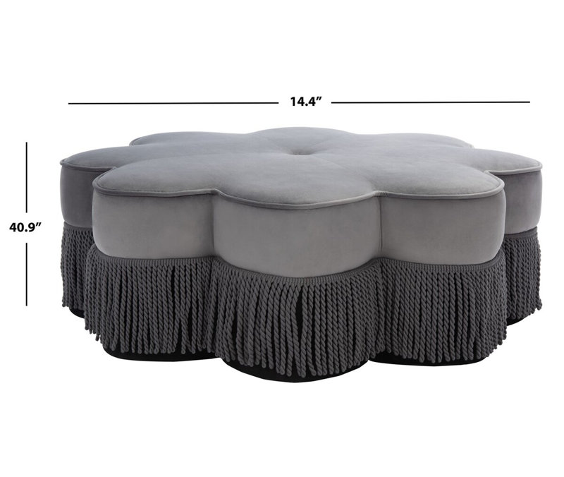 Velvet Ottoman, Dark Grey Velvet
