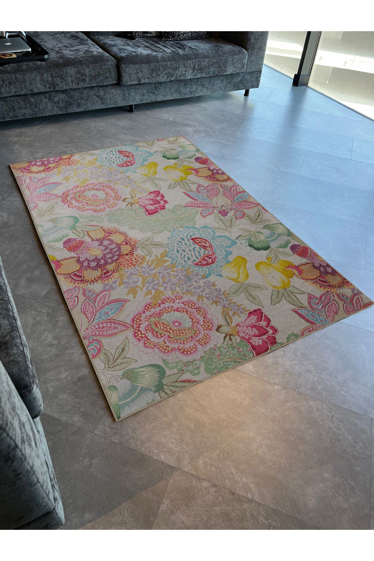 Temu Pink Rug With Flower Hokku Designs Pink Themed Rose and Flower Patterned Creative Modern ...