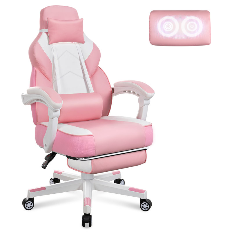 Gaming Chair with Lumbar Support, Pink