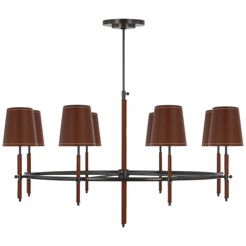 Bryant 8 - Light Solid Brass/Leather Chandelier by Thomas O'Brien