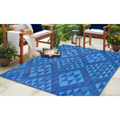 Tapis d'extérieur bleu Aleysia