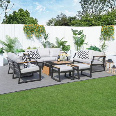 Betzaira 9 - Person Patio Conversation Set with Cushions