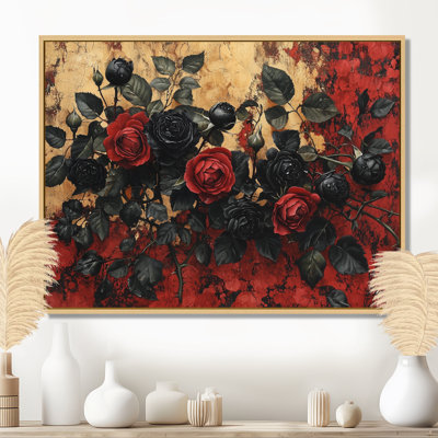Movita Midnight Red Roses Meadow - Roses Wall Art