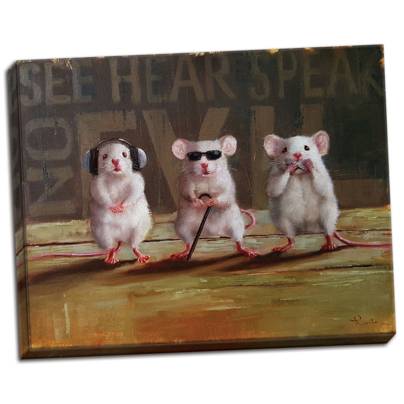 « three wise souris », impression, Toile tendue, H 11 po x l 14 po x P 0,75 po