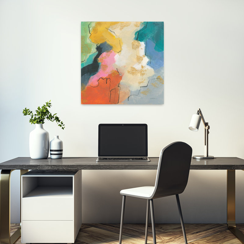 Rêve contemporain contemporain avec art abstrait aqua, H 18 po x l 18 po