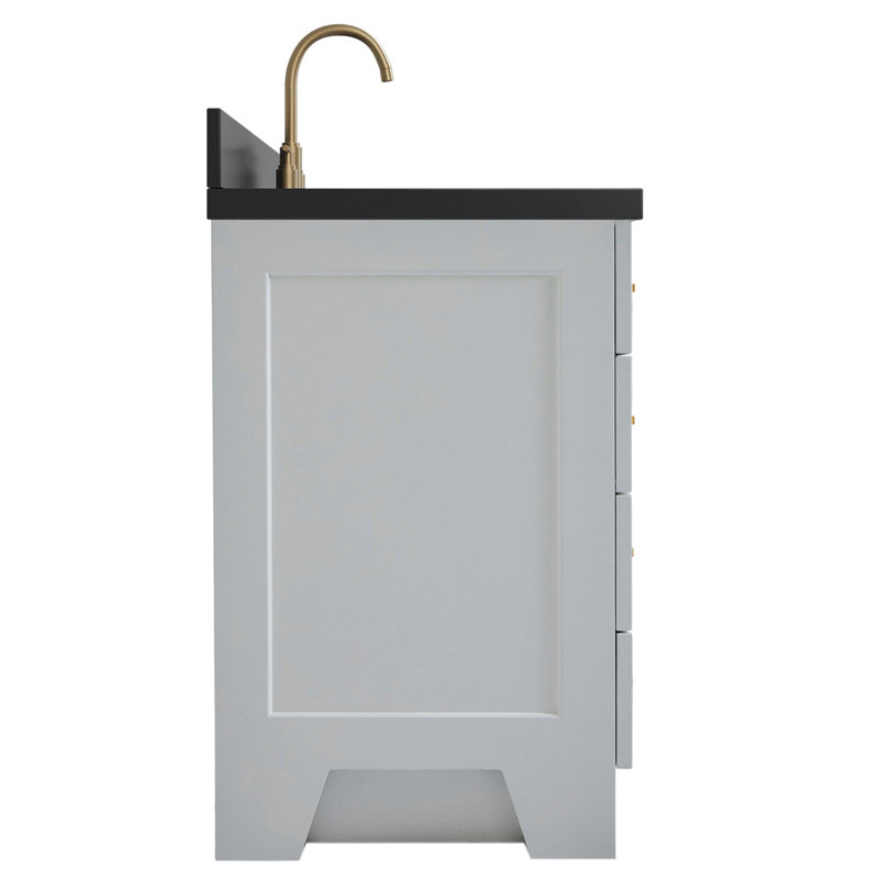 61 IN.  Single Bathroom Vanity, Oval, White Quartz, Vintage Green