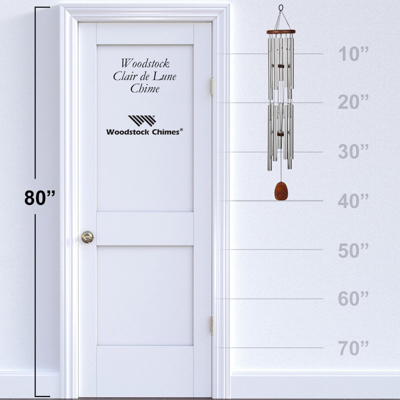 40'' Silver Aluminum and Teak Wind Chime