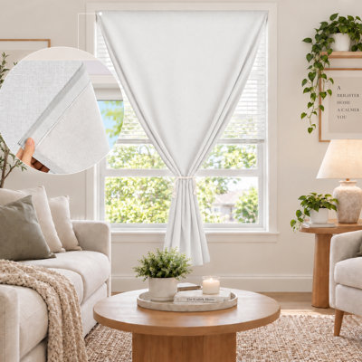 No-Drill Self-Adhesive Blackout Curtains,Polyester, Instant Privacy Window Cover, Easy Stick-On Portable Shades for Bedroom, Dorm, RV, and Travel