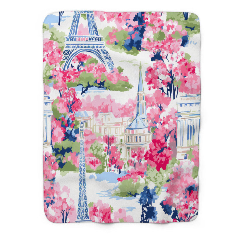 Motif de balise maritime - 1 pièce Sherpa Premium, L 50 po x L 60 po, Élégants paysages urbains de Paris
