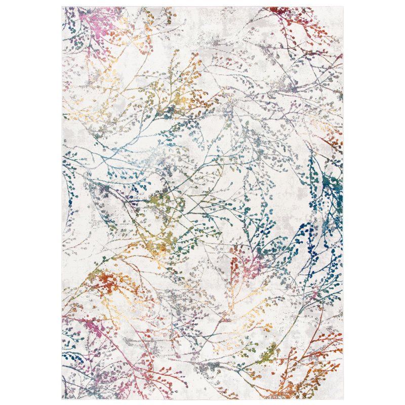 Ardeleana Performance Floral Rug, Rectangle 5'1" x 7'3"