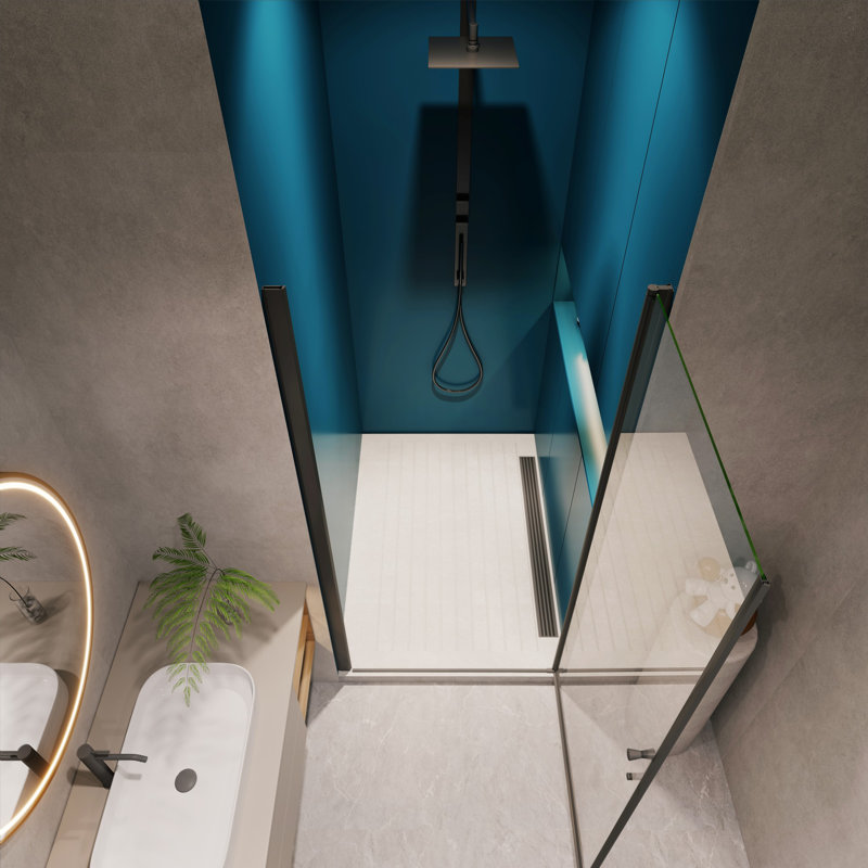 Matte Black 30" x 72" Pivot Glass Shower Door