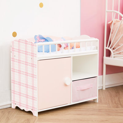 Olivia’s Little World 18" Dolls Princess Baby Doll Crib and Changing Station with Storage & Bedding