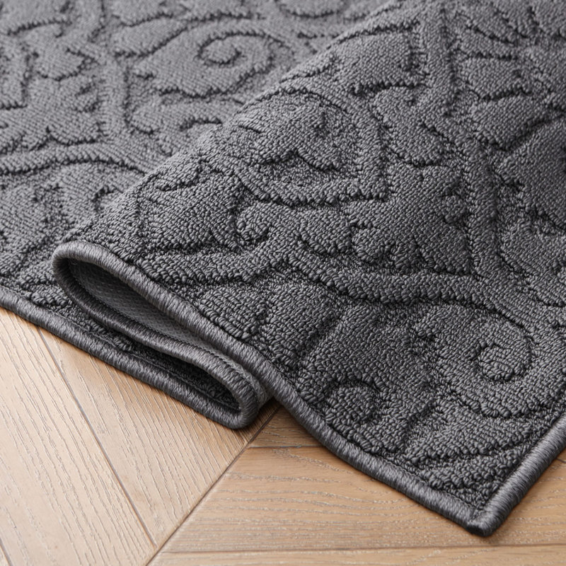 Laura Ashley  Feya Solid  Hi-Low Tufted Rugs, Runner 2'2" x 5', Dark Gray