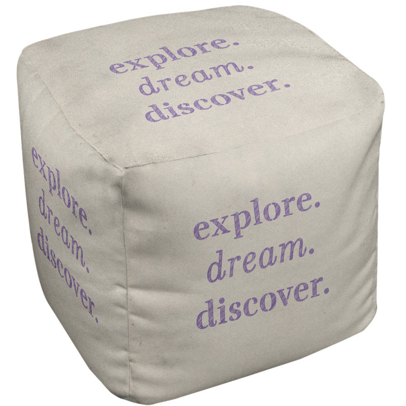 Upholstered Ottoman, White/Purple