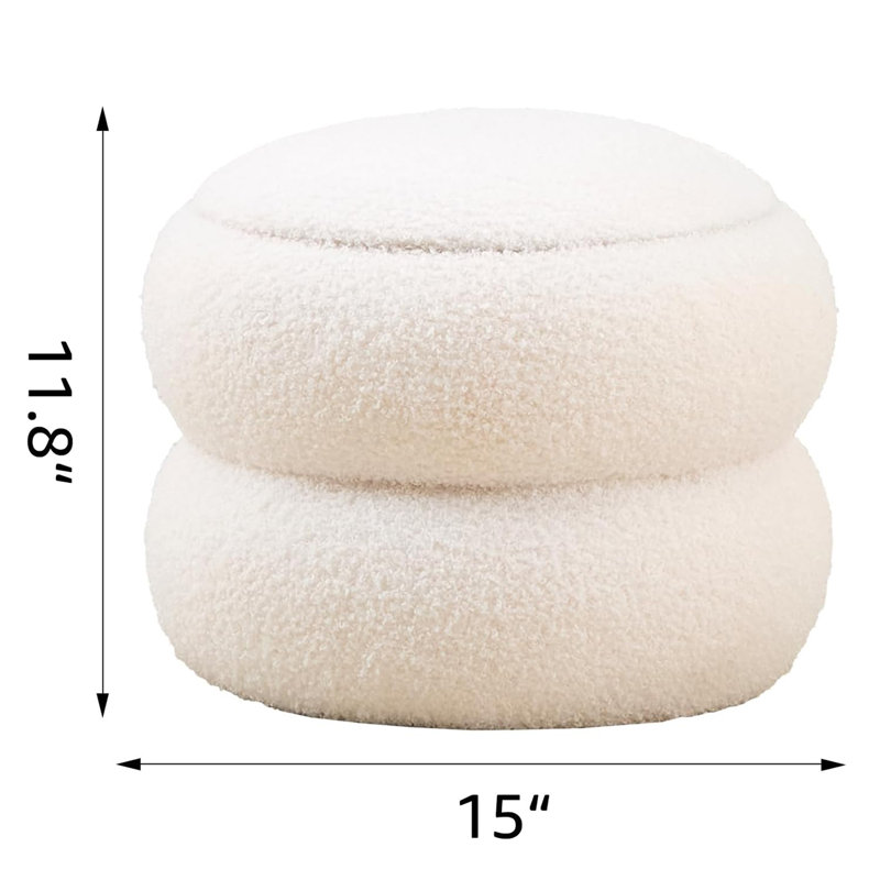 Upholstered Pouf, White