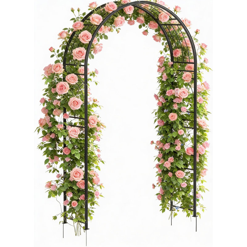 7.87 FT Black Metal Garden Arch Arbour