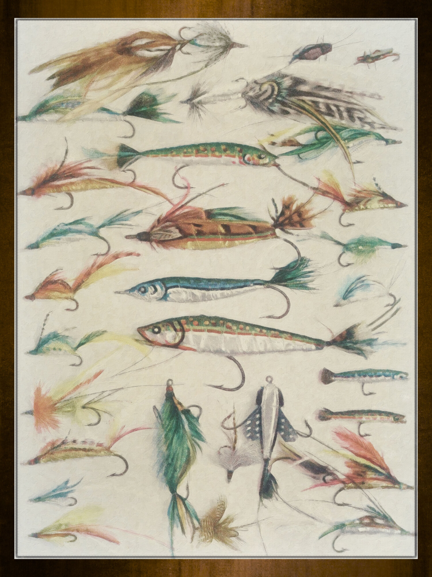 Millwood Pines Fishing Lures Framed On Canvas by Graffitee Studios Print