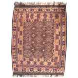 Afghan Wool Southwestern Area Rug in Brown