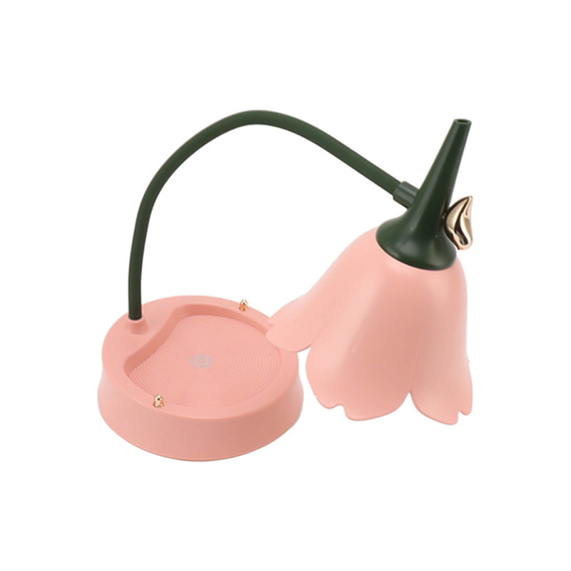 Lampe de bureau 3W à DEL tactile 3 vitesses à intensité variable pliable en forme de pétale de table USB 5V rose
